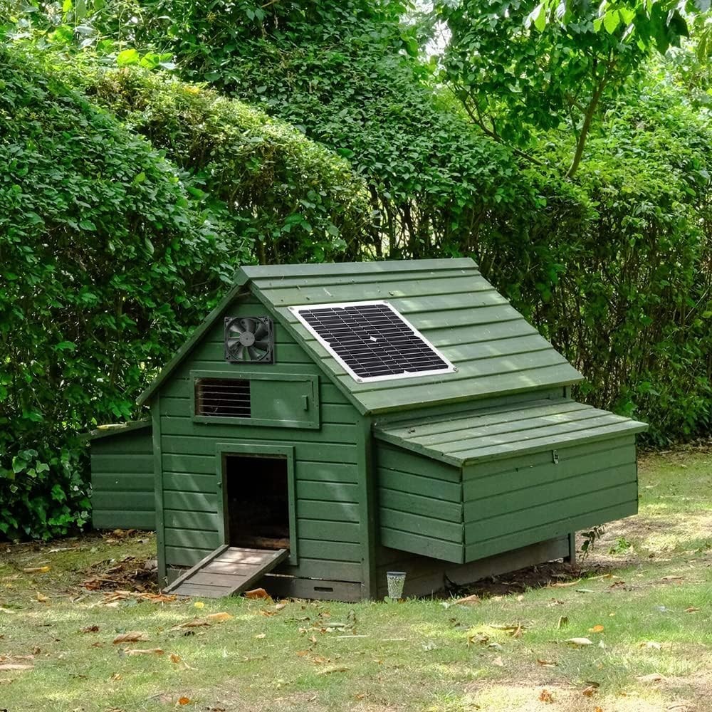 Solar Fan Kit 12W Weatherproof for Chicken Coops Greenhouses Sheds Pet Houses