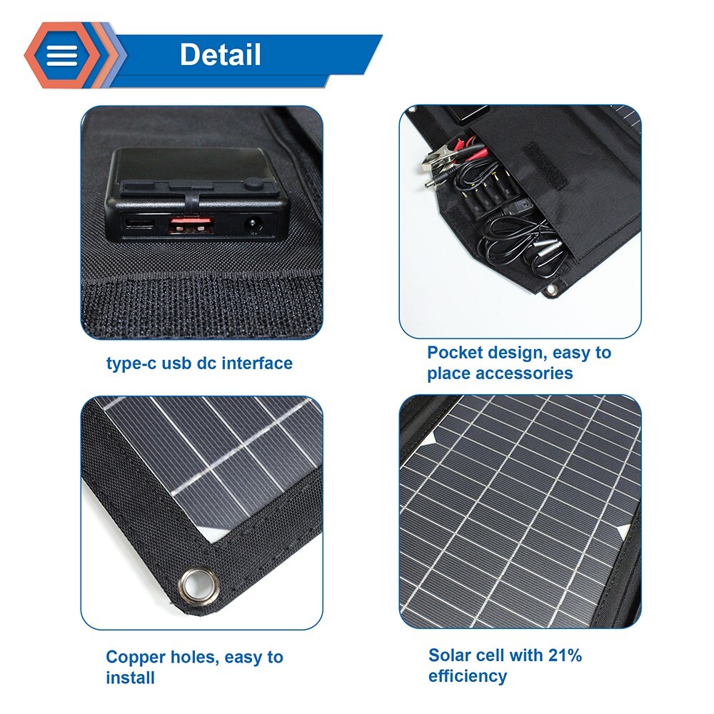 5V 18V DC 28W/ 21W Portable Foldable Solar Panel Dual USB Phone Charger
