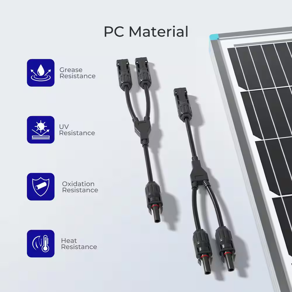 Renogy Solar Connectors Y Branch Parallel Adapter Cable MMF+FFM Pair NEW
