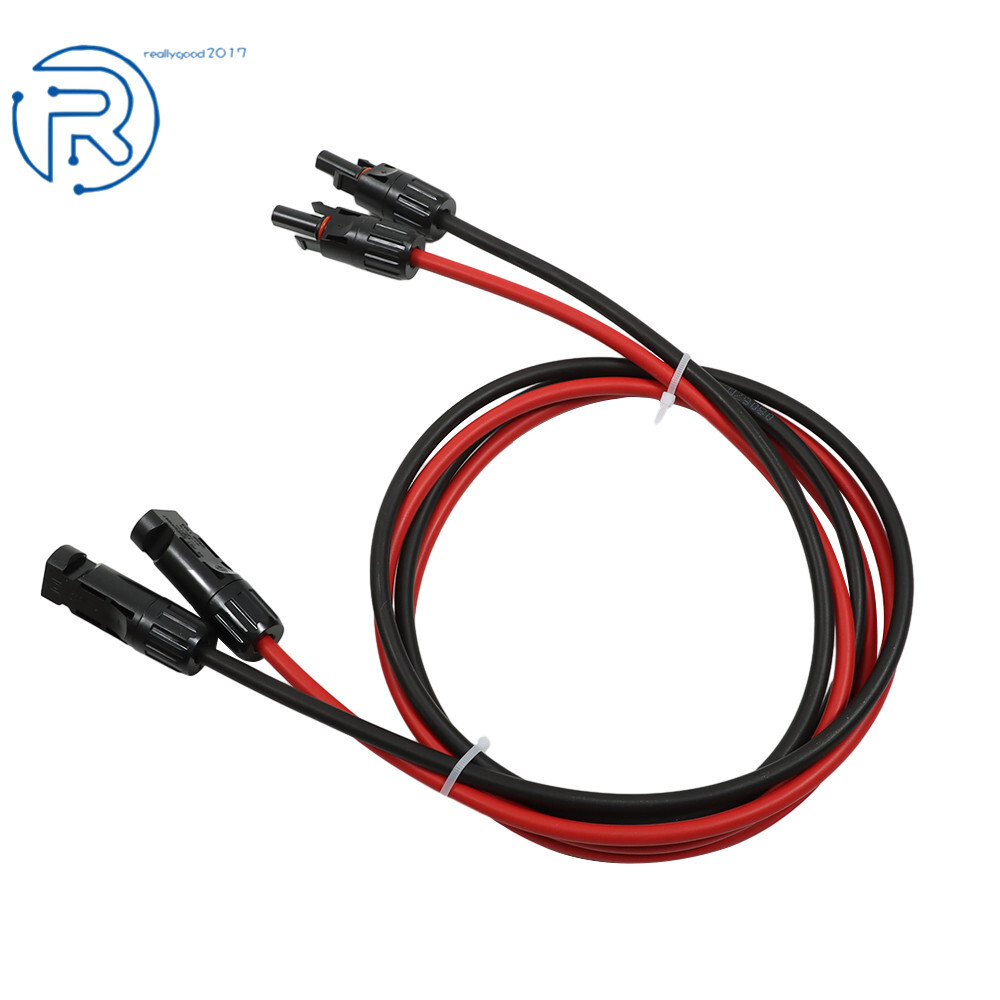1 Pair Black + Red Solar Panel Extension Cable Wire Connector 12/10 AWG