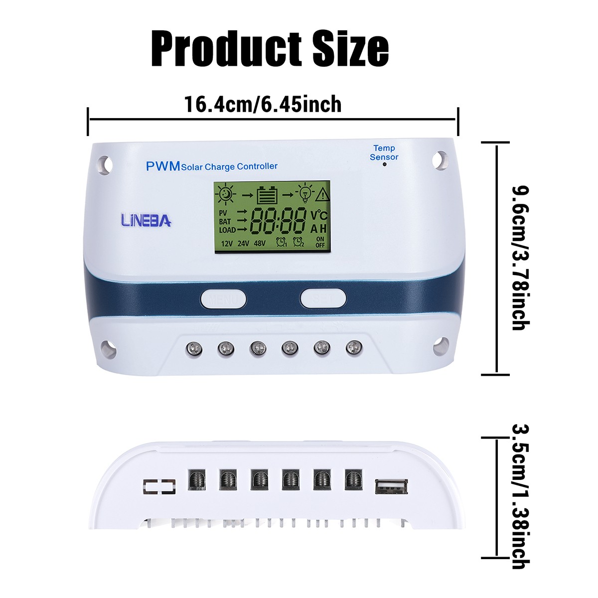 LCD 100A 60A 30A Solar Charge Controller Auto 12V/24V/48V Battery Regulator USB