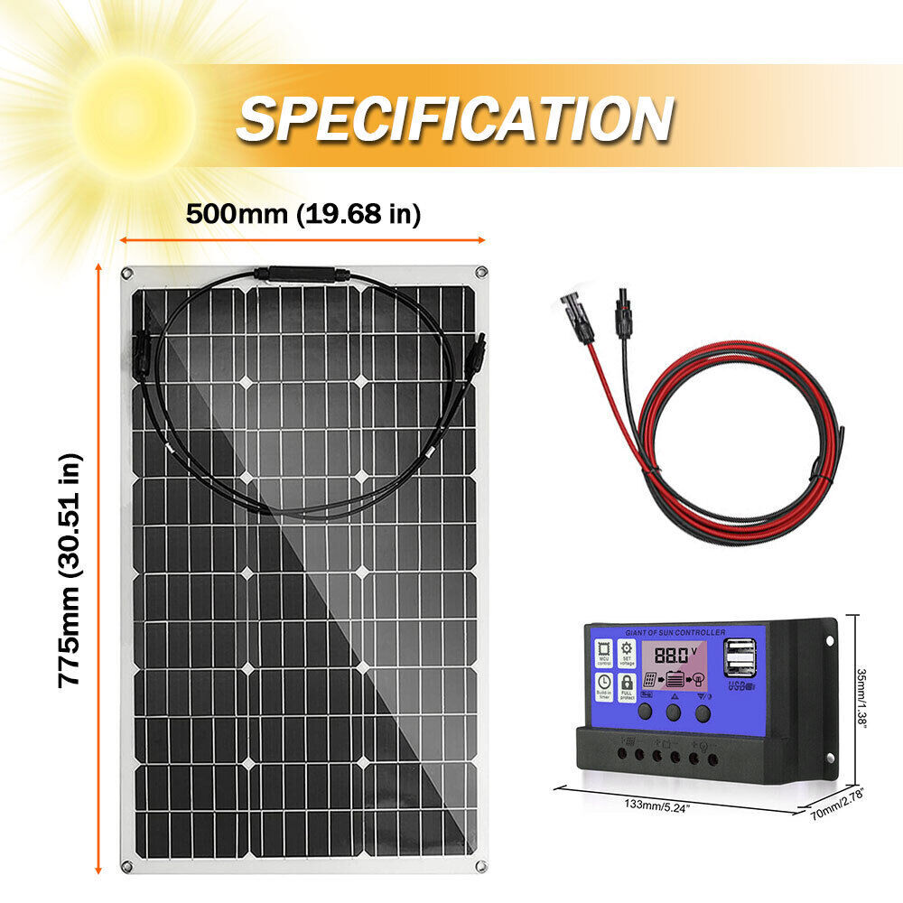 300W Flexible Monocrystalline Solar Panel Kit with Charge Controller (40A) MMPT