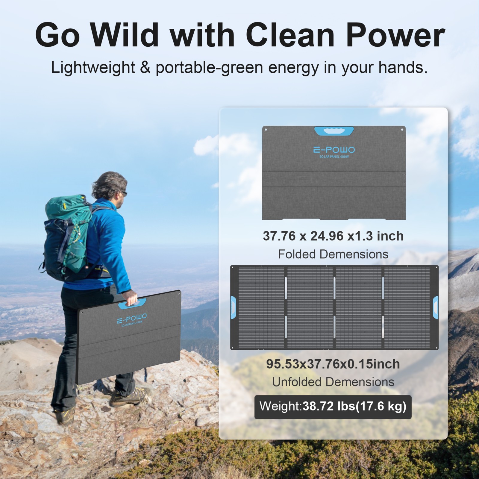 E-POWO 110W 220W 400W Solar Panel Kit for Ecoflow Anker Jackery Power Stations