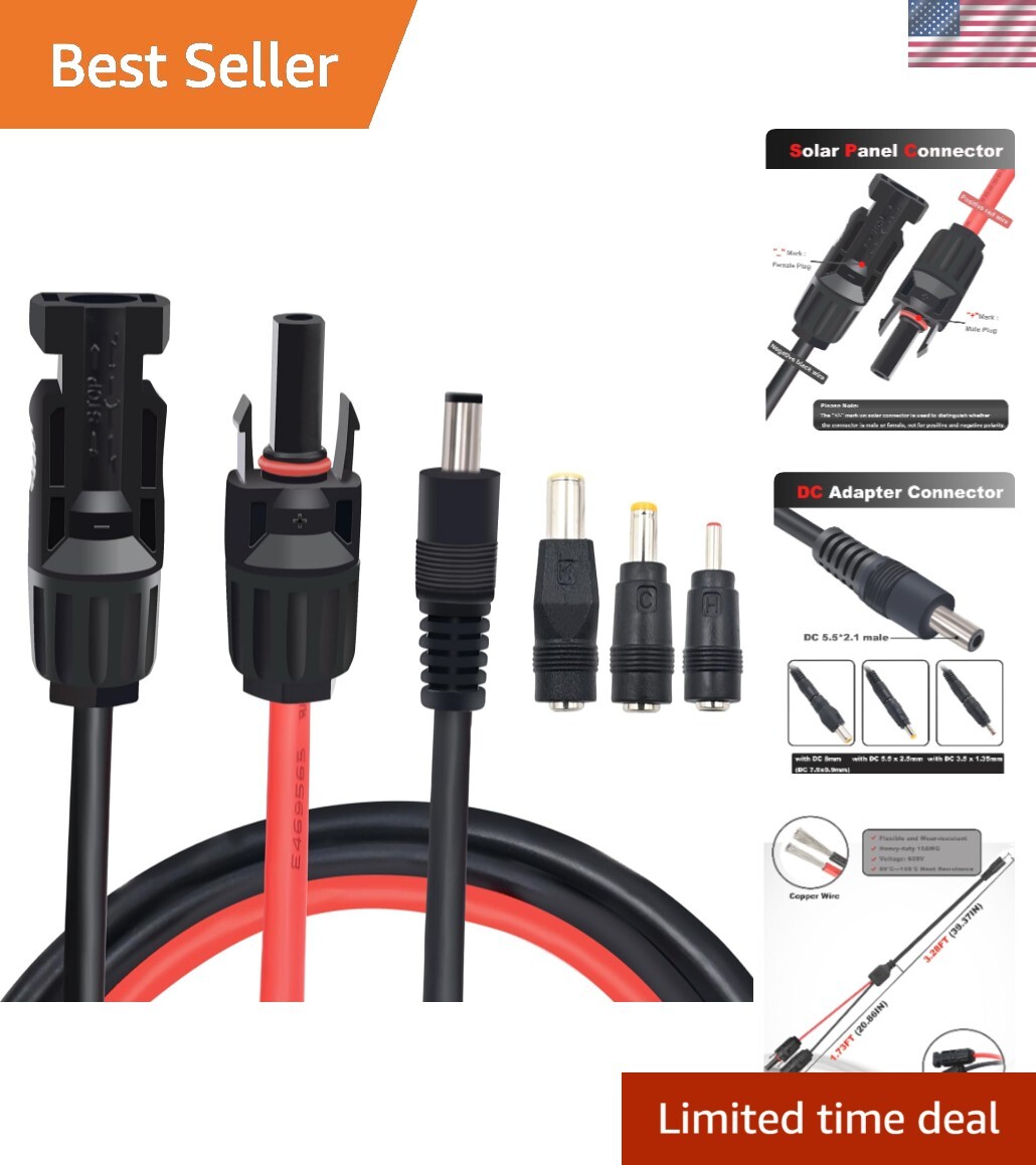 Durable Solar Panel Adapter with 16AWG Copper Wire – Wide Device Compatibility