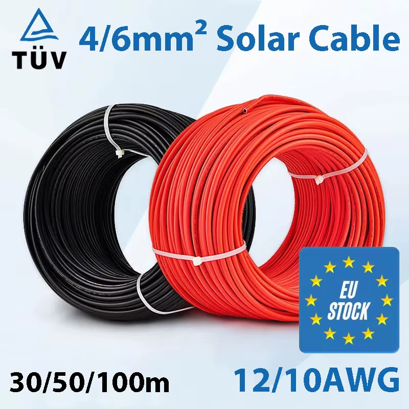 Solar Power Cable 4/6Mm2 12/10AWG Wire Photovoltaic TÜV TUV Cable for PV Panels