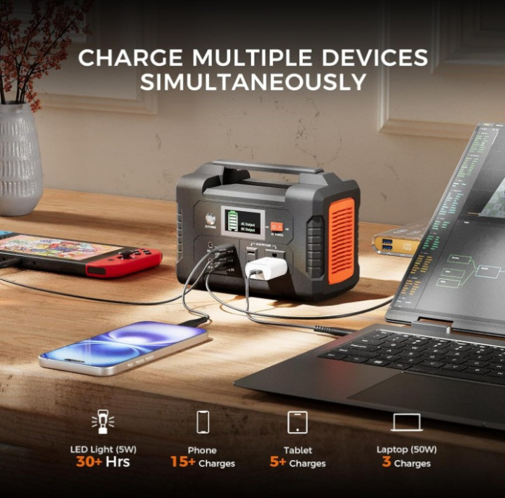 Estación de Energía Portátil 40800mAh, 200W, AC, USB y Solar Camping, Nuevo