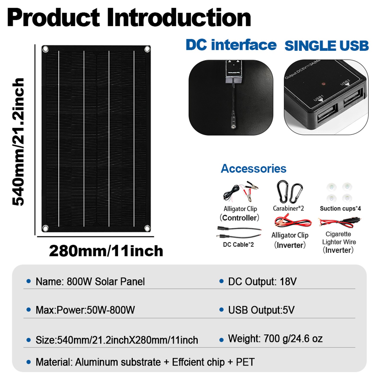 10000W Inverter 800WSolar Panel Solar Power Generator 100A Home 110V Grid System