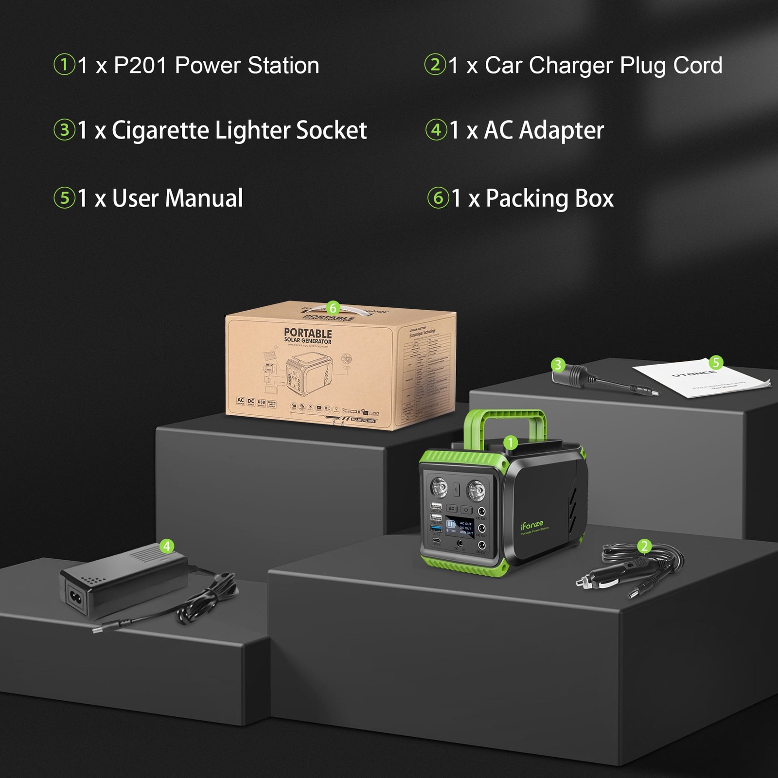200W Portable Power Station, 148Wh 40000Mah Solar Generator with 110V AC Outlets