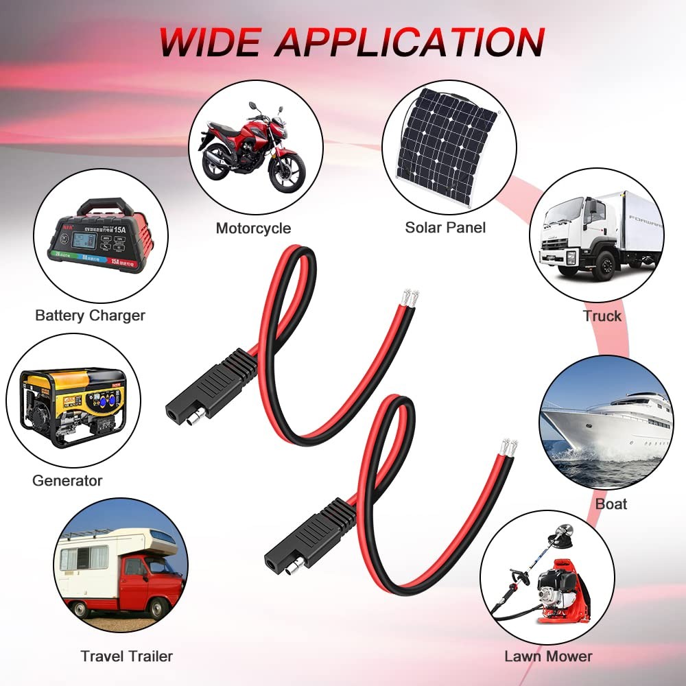 10AWG SAE Connector Extension Cable, Quick Disconnect Plug – Automotive & Sol…