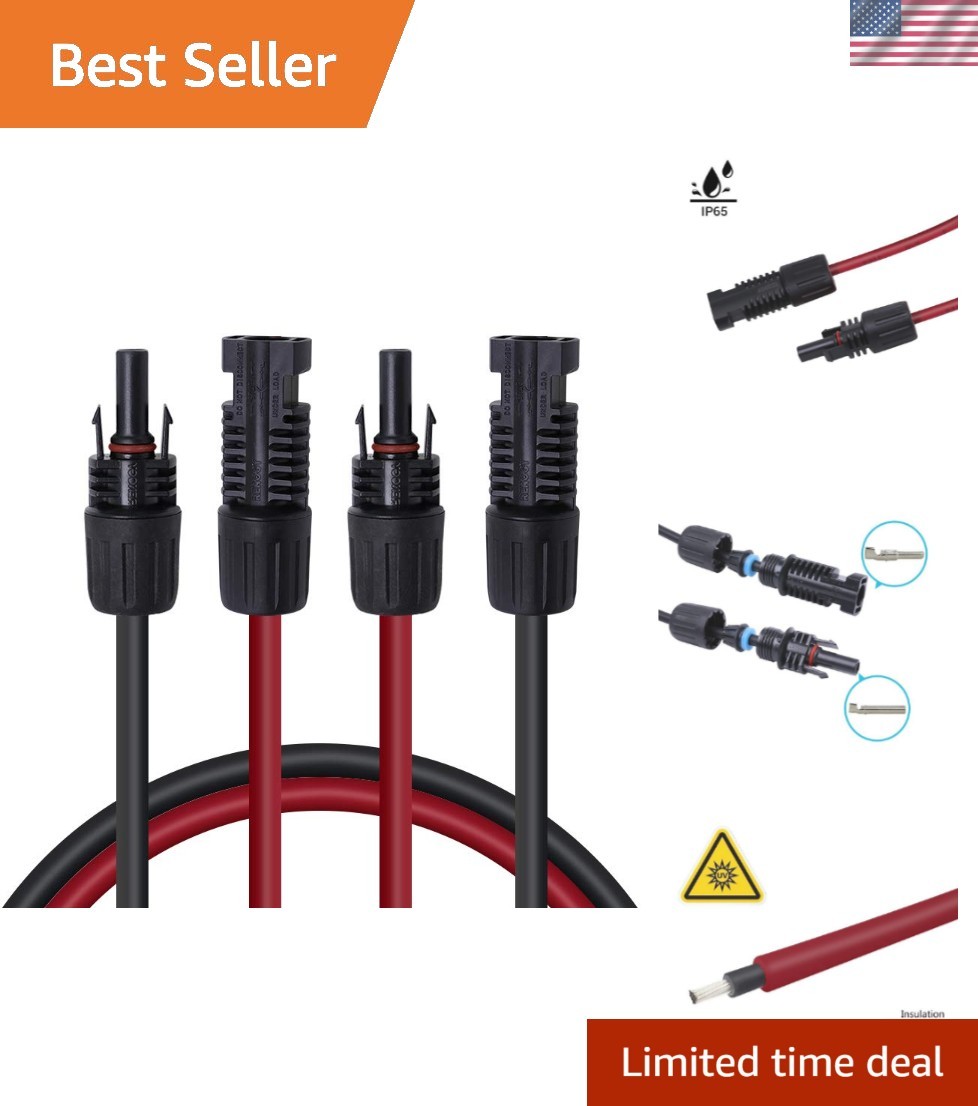 Certified 5Ft 12AWG Waterproof Solar Extension Cable with Male-Female MC4