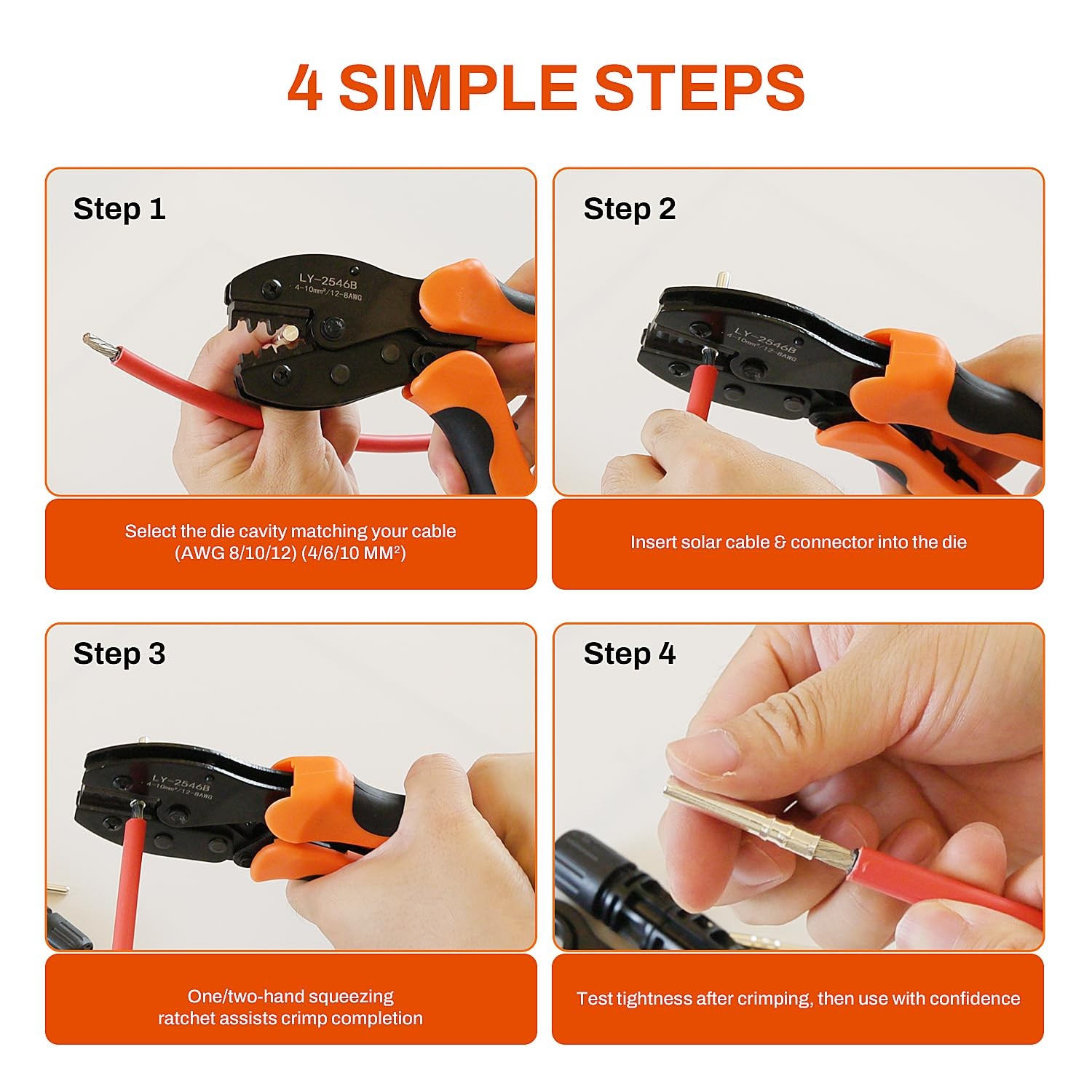 Solar Crimper Tool Kit for AWG8-12 Cable -23 PCS Solar Panel Connectors Kit with