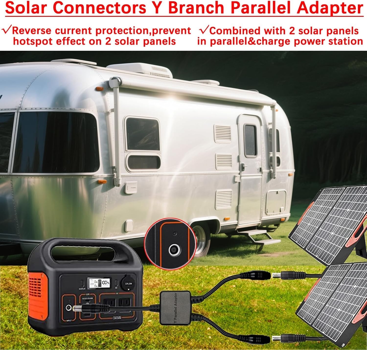 2-in-1 DC8mm Y Branch Parallel Adapter Cable for Solar Panels & Jackery
