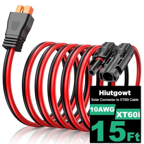 XT60i Solar Charging Cable 10AWG 15FT Extension Cord Solar Panel to Portable