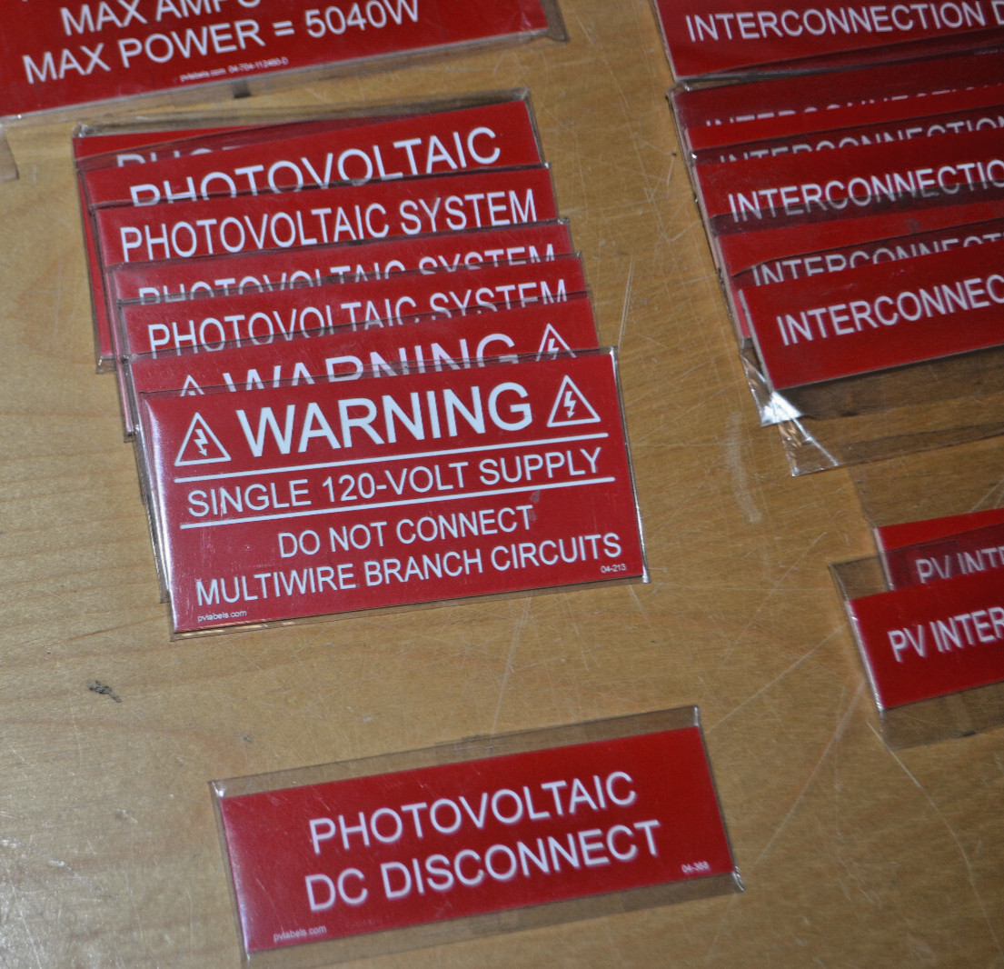 319 ~ Solar PV Warning Label Placards ~ Power Supply Sources for Utilities ~ g