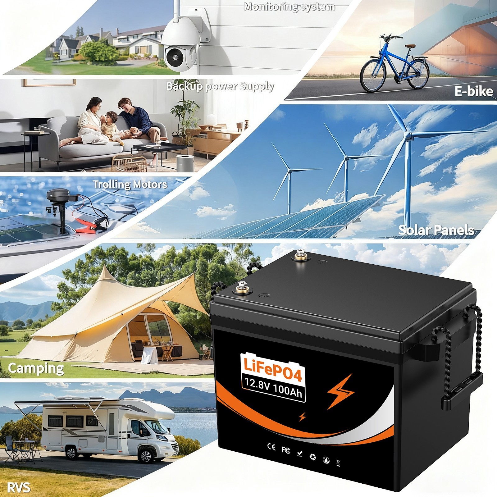 12V/24V 100AH 300AH LiFePO4 Battery for RV Marine Solar Home Energy Wohnmobil