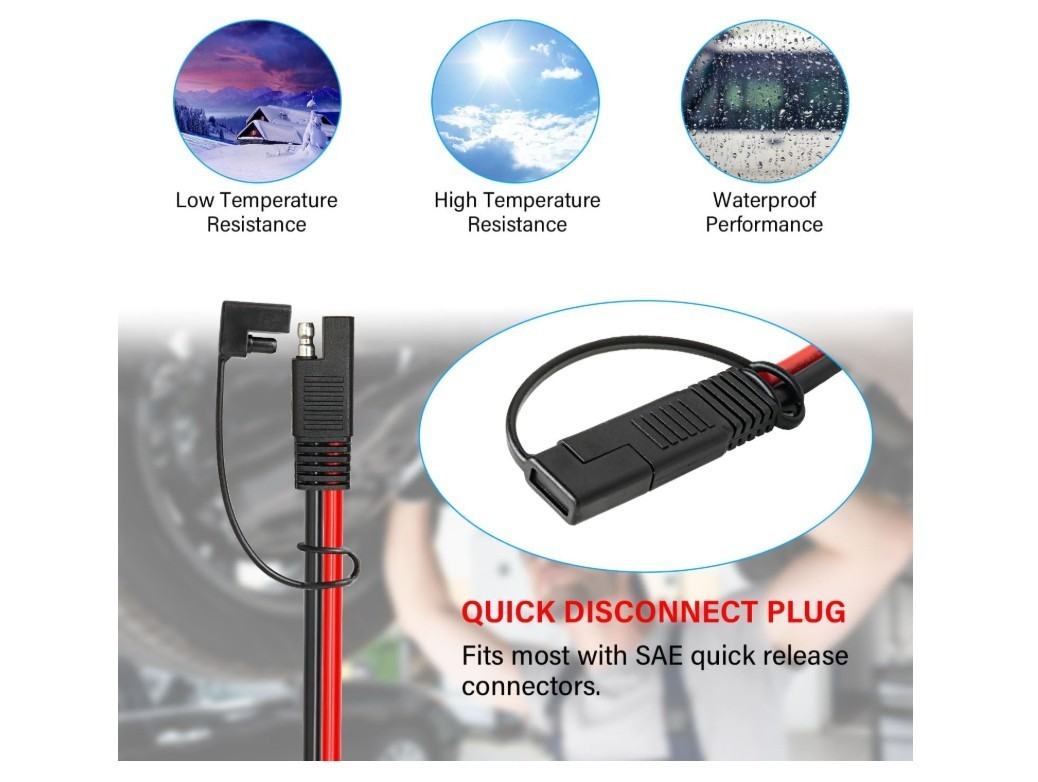 10 AWG SAE Extension Cable – 50FT Quick Disconnect Wire Battery Charger