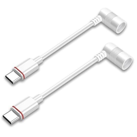 2PCS Barrel Plug to USB-C Adapter for Ring USB C Outdoor Cameras, Barrel White