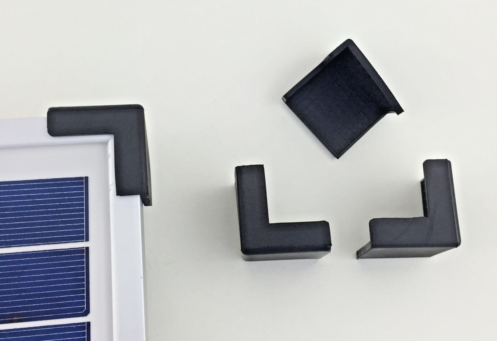SOLAR PANEL RUBBER CORNER PROTECTORS, 4 PACK – SOFT RUBBER – NOT HARD PLASTIC !