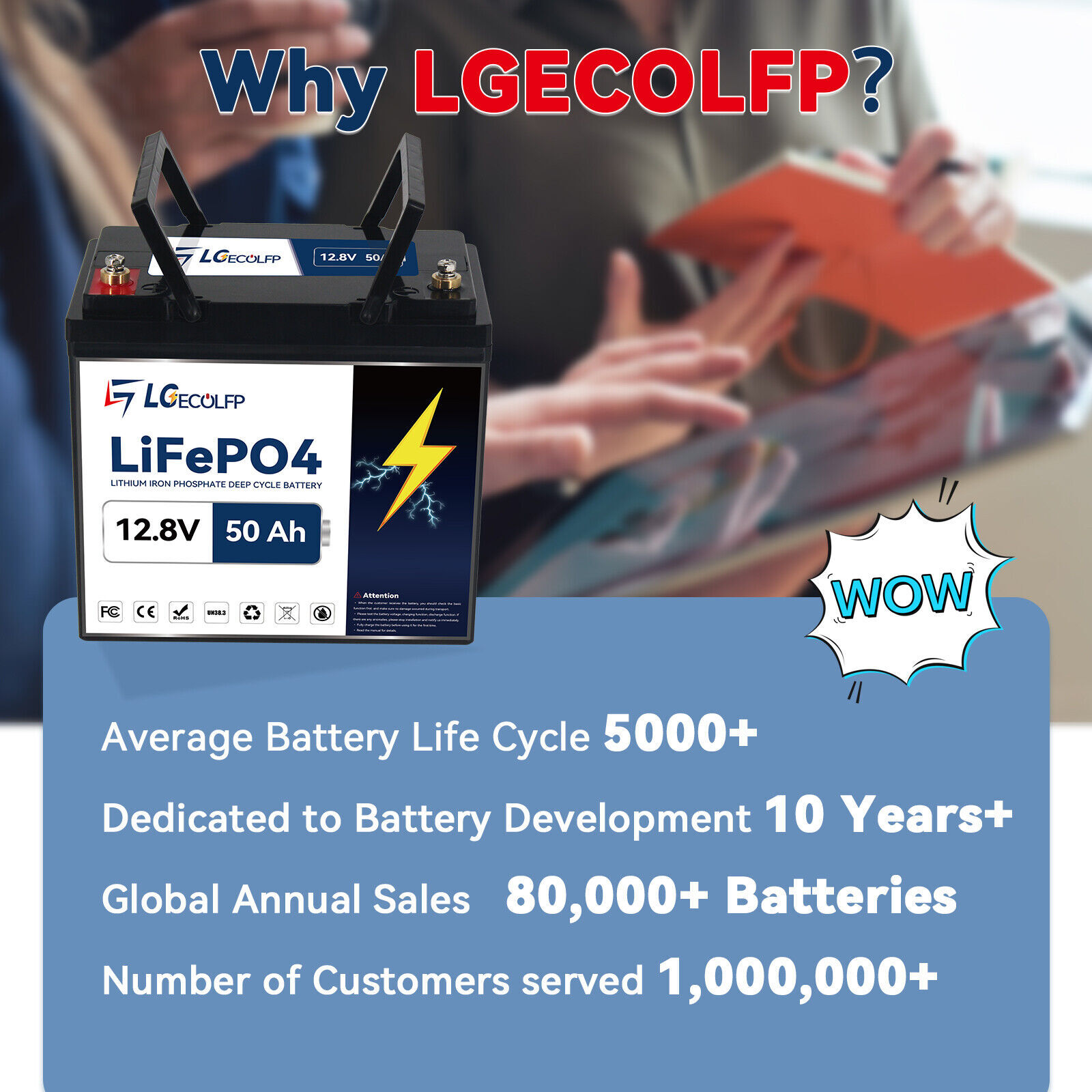LGECOLFP Solar 12V 50Ah 100Ah Lithium Lifepo4 Battery Pack for RV Marine System