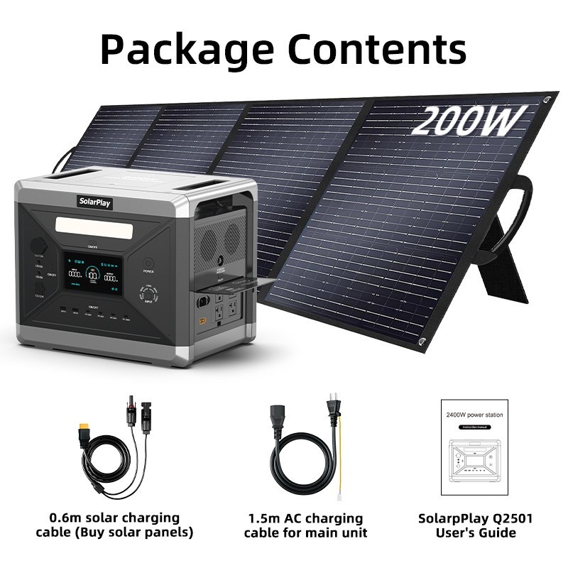 SolarPlay Q2501 2400W Power Station Generator Back-up With 200W Solar Panel