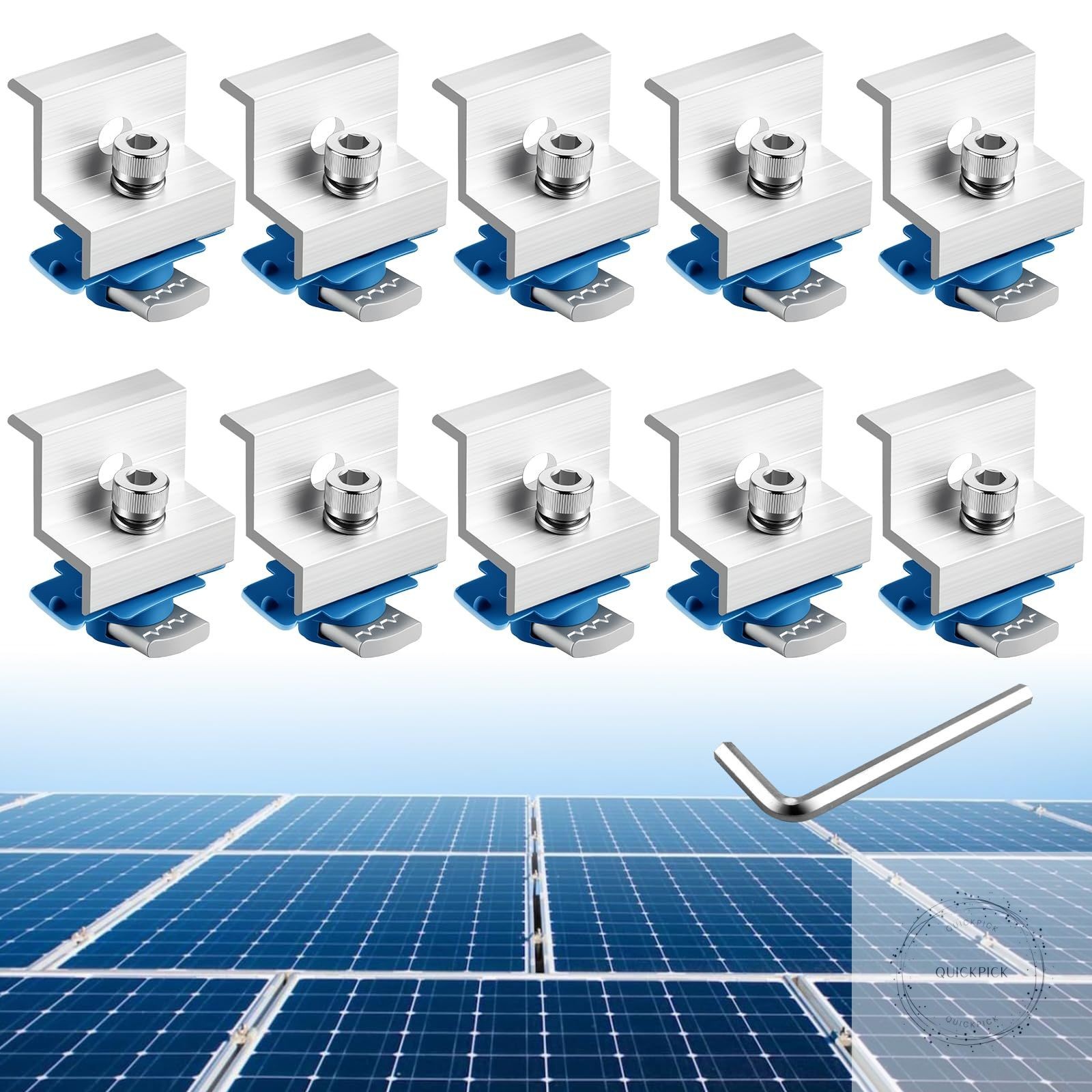10pcs Solar Panel End Clamp for Standard Unistrut Aluminum 30mm/35mm Solar Panel