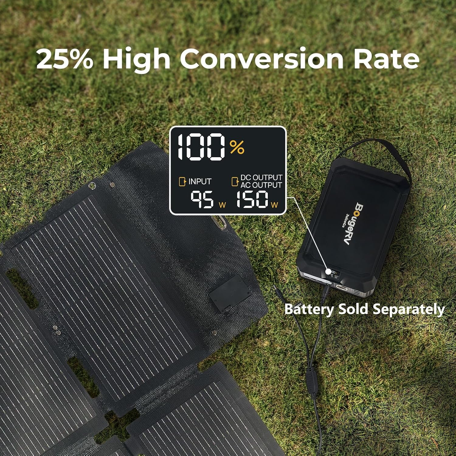 Bougerv 100W Fiberglass Portable Solar Panel, Foldable Solar Cell Solar Charger