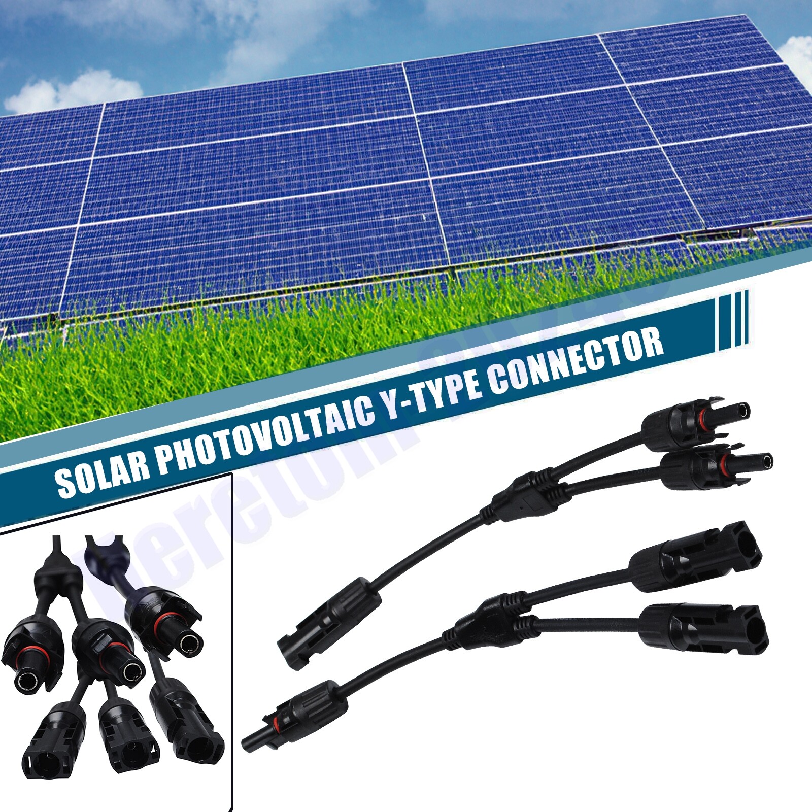 Lot Pair Y 2 Branch F&M Solar Panel PV Connector Cable Wire Splitter Waterproof