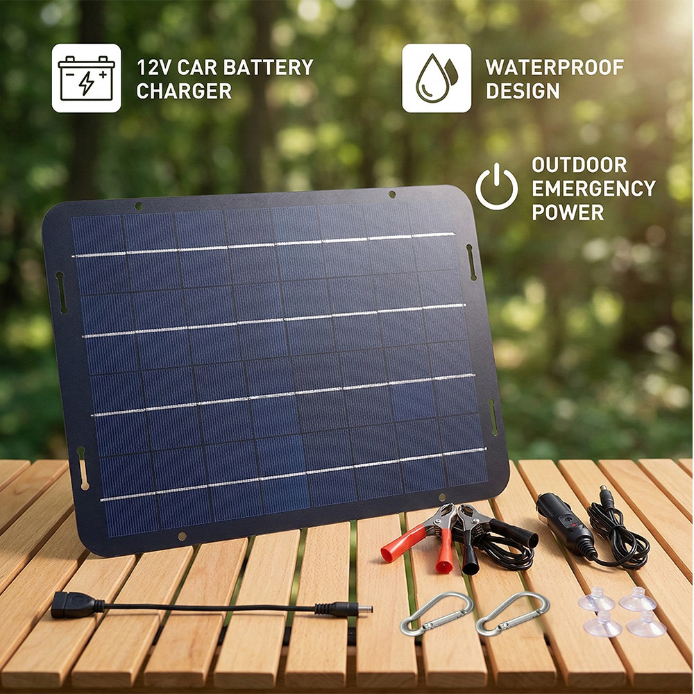 18 Volt 12V Battery Charger Solar Powered Panel for Car Dump Trailer Boat Marine