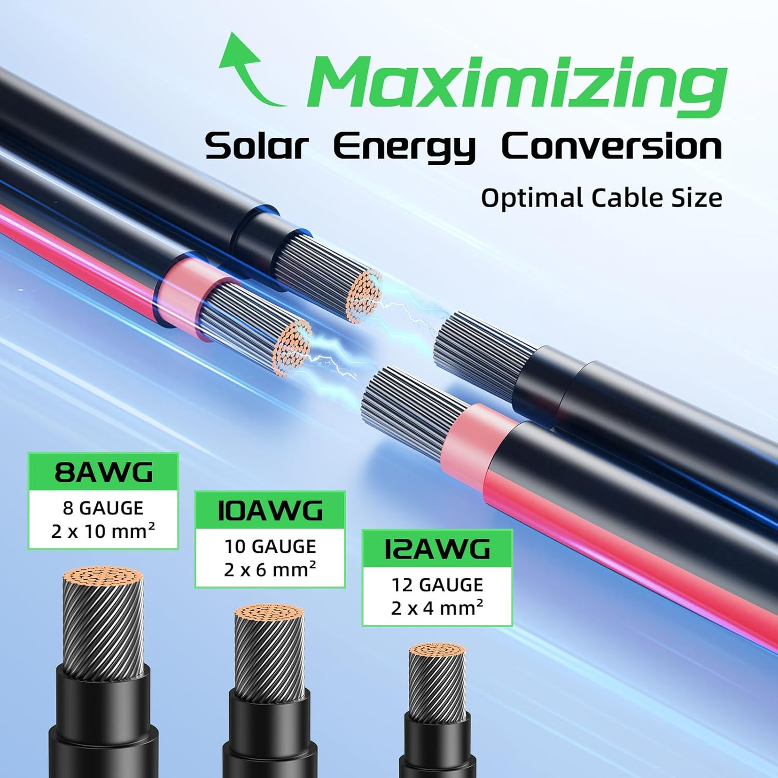 10AWG Solar Panel Extension Cable 20 Feet with Female and Male Connectors, PV