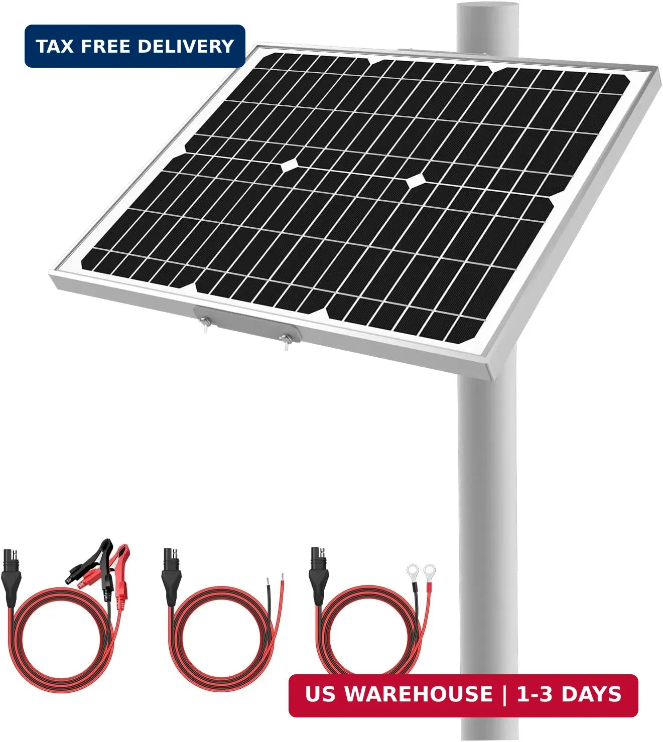 12V 20W Solar Battery Trickle Charger & Maintainer – Waterproof 20 Watt Solar Pa
