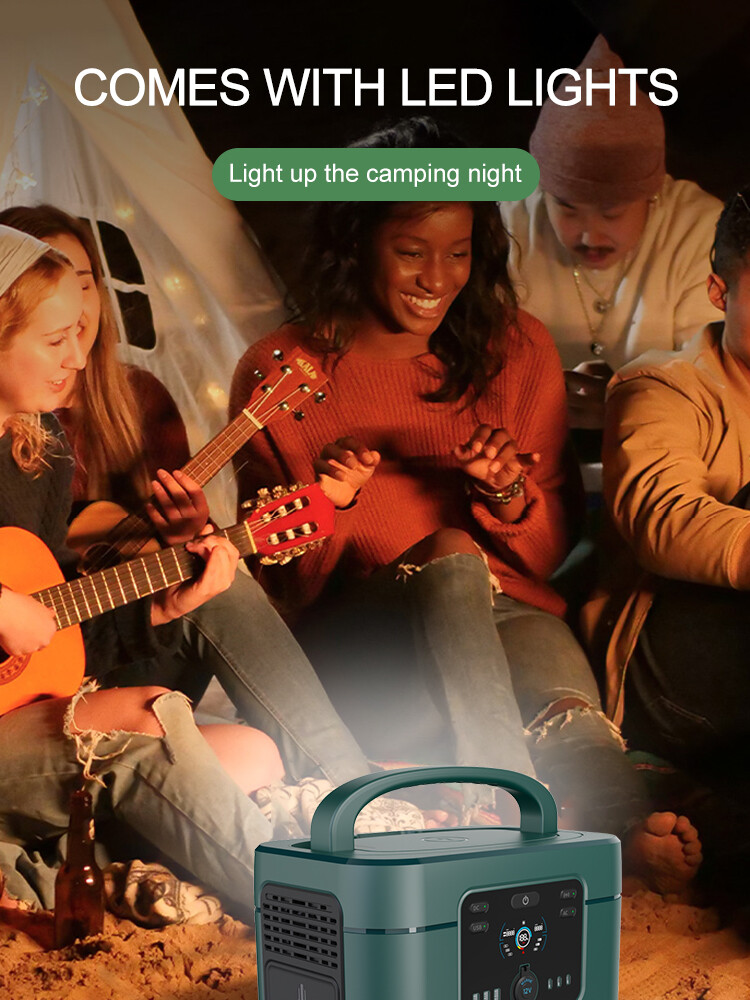 Portable Outdoor Power Bank 1200w Sine Wave Support Solar Charging