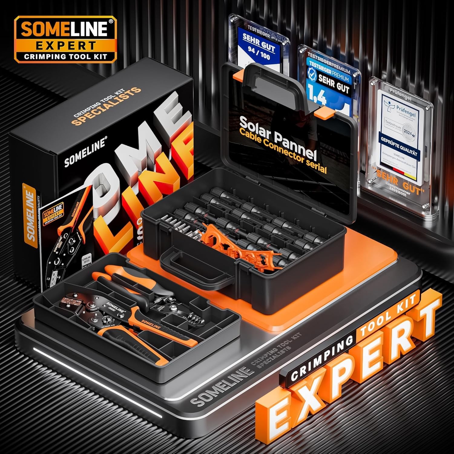 Professional Solar Connector Tool Kit: 12 Pairs Connector & Ergonomic Crimper