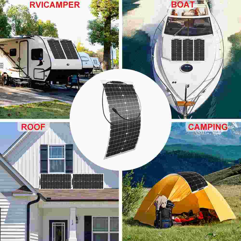 150w 300w 600w Mono Semi-flexible Solar Panel Kit for RV/Car battery/Home/Boat