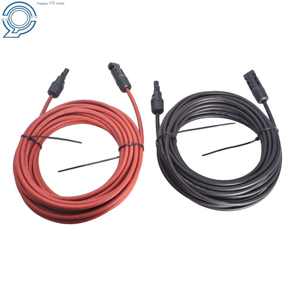 Black + Red Wire Connector 10AWG Solar Panel Extension Cable 30 Feet 1 Pair