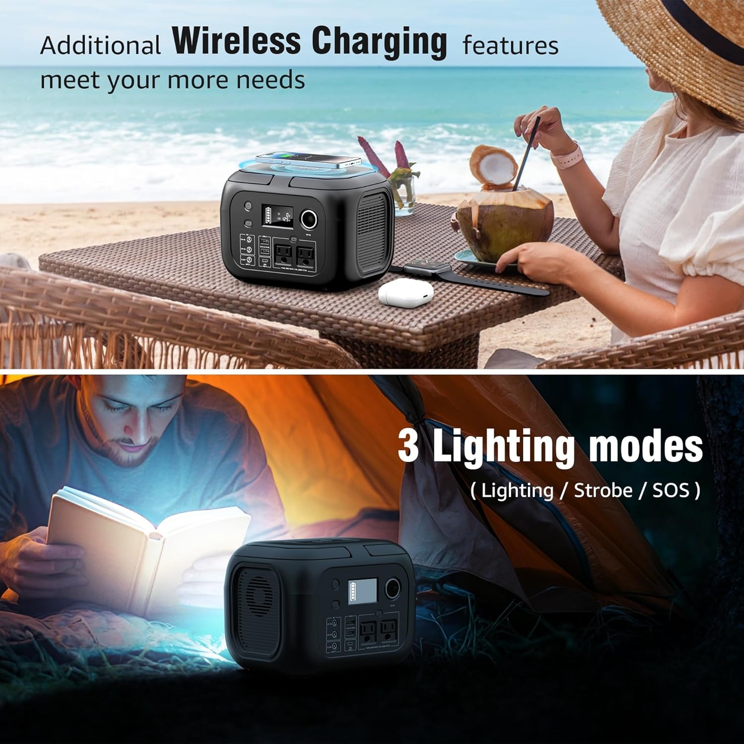 SinKeu Solar Generator 300W 70400mAh 260Wh Panel 40W Included