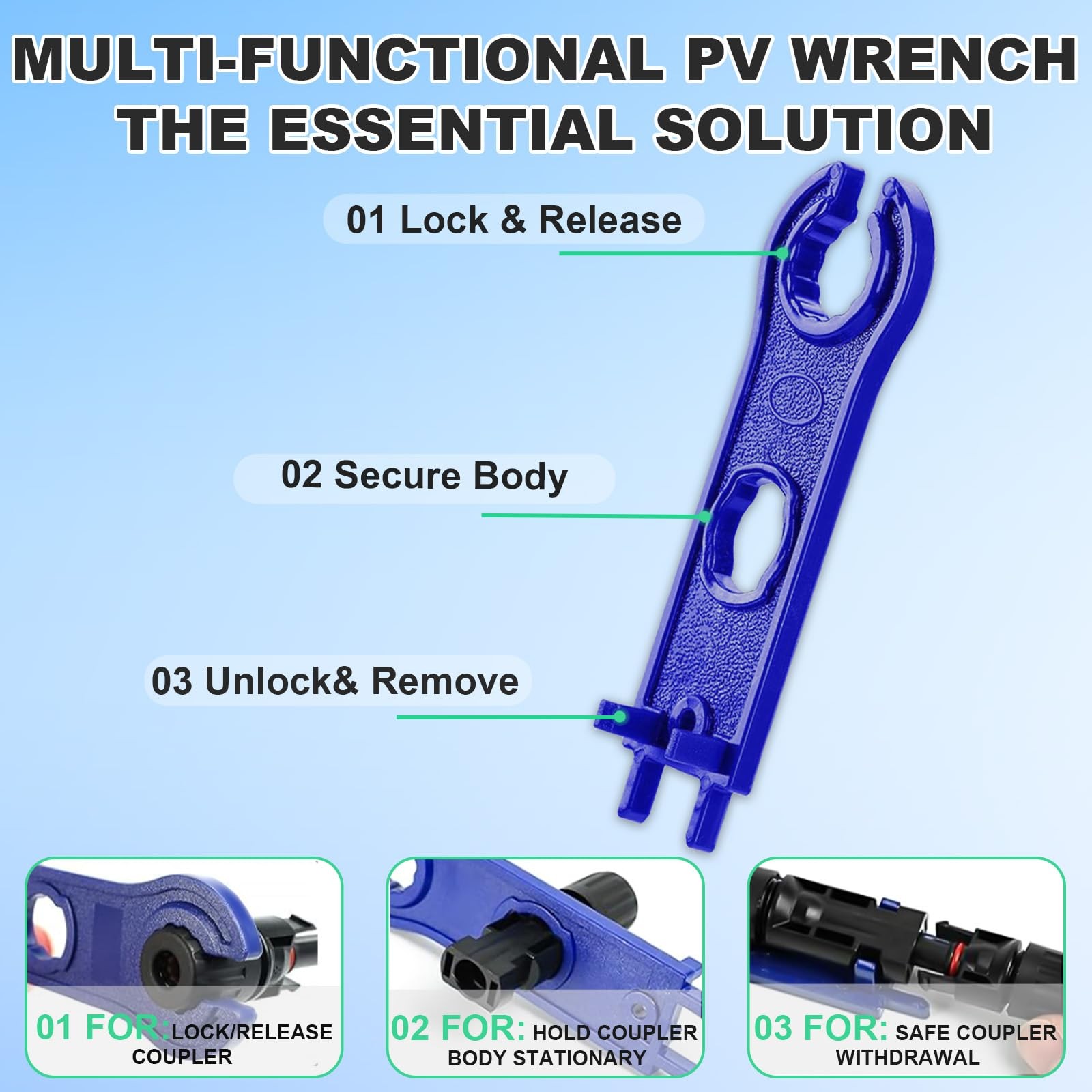 Solar Panel Crimper Connector Set 1410AWG Wire Stripper Spanner 30 Pairs for So
