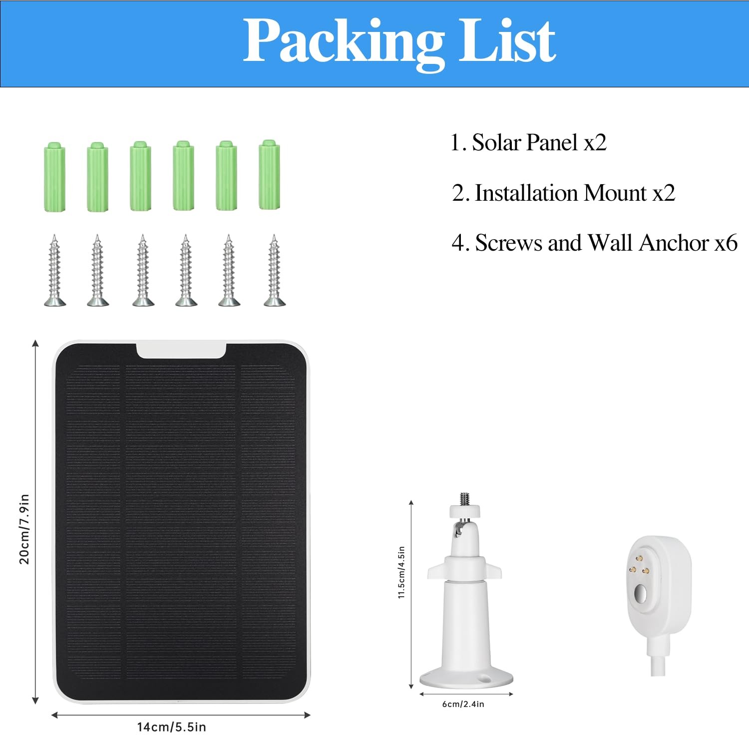 Solar Panel Charger for Arlo Pro 3/4/Ultra 2/Go 2 Wireless Outdoor Security