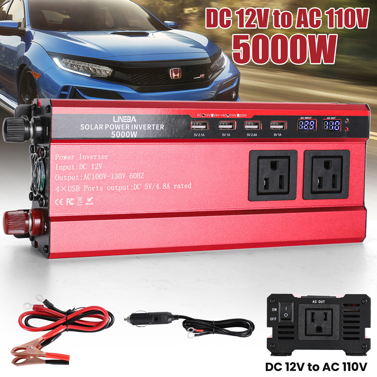 5000W Inverter Complete Solar Panel Kit with Controller 110V Home Grid System