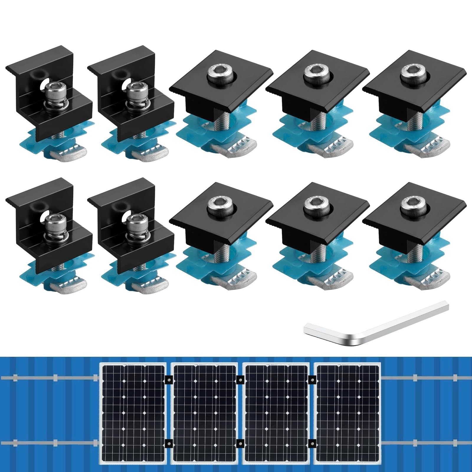 Solar Panel Mounting Brackets for Unistrut 10Pcs Aluminum Black 30/35mm