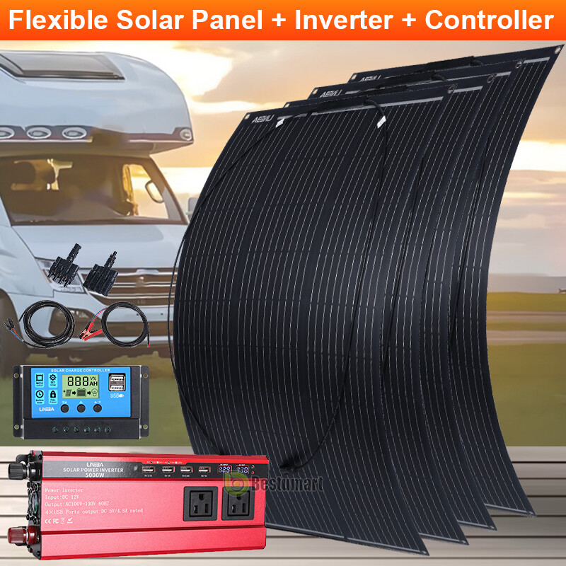 Kit de panel solar completo 5000W Convertidor De Inversor Corriente RV Hogar NEW