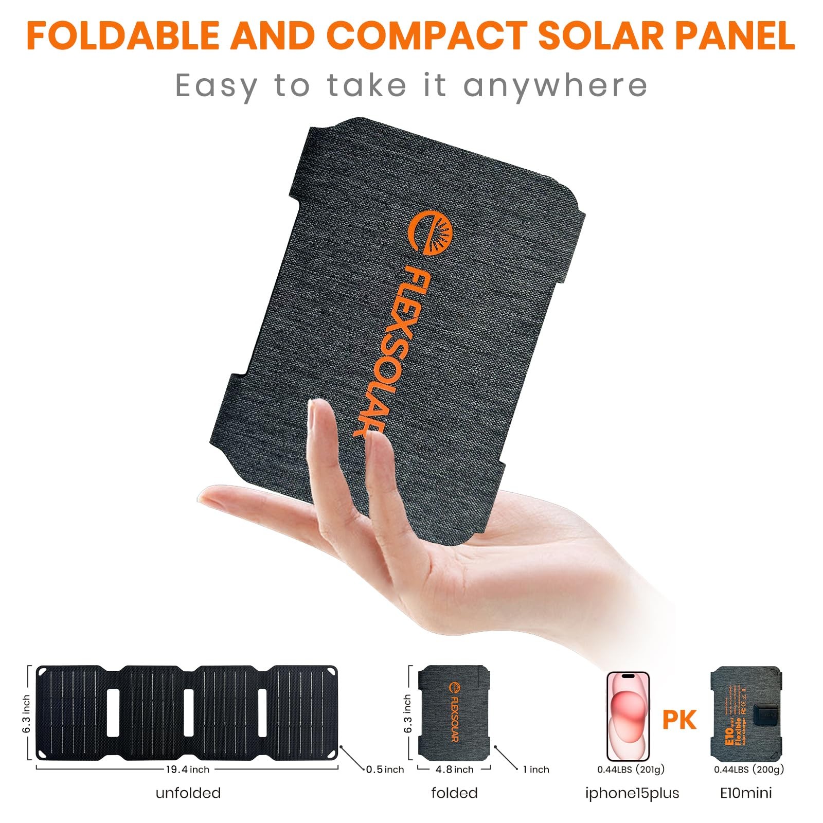 FlexSolar 10W Foldable Solar Chargers 5V USB Small Power Emergency Portable 4…