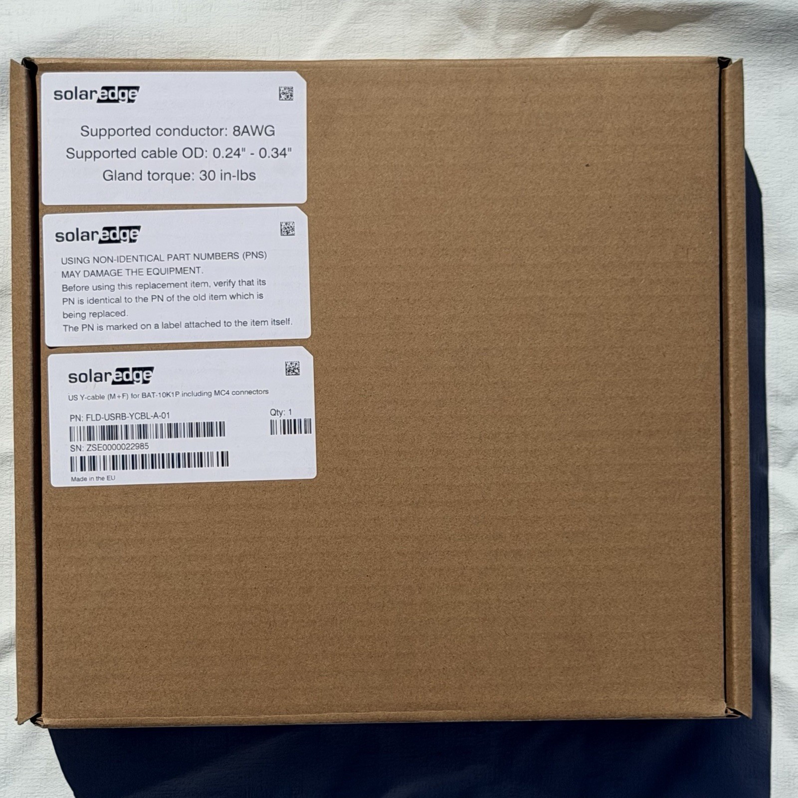 SolarEdge Field Kit FLD-EURB-YCBL-A-01 Parallel Y-Cable 400V Home Battery 10K1P