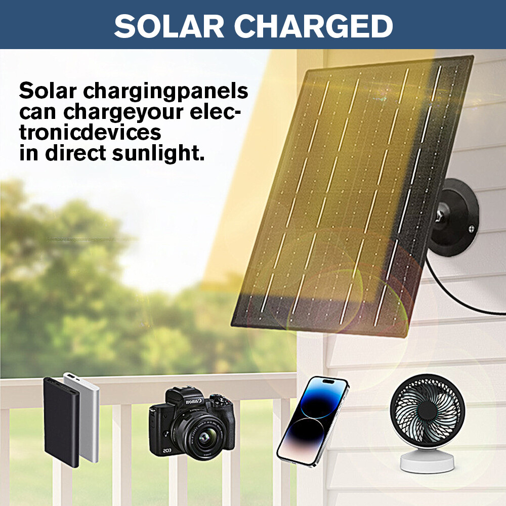 30W 5V Solar Panel for Security Camera Type-C Port Charger for CCTV Cam Outdoor