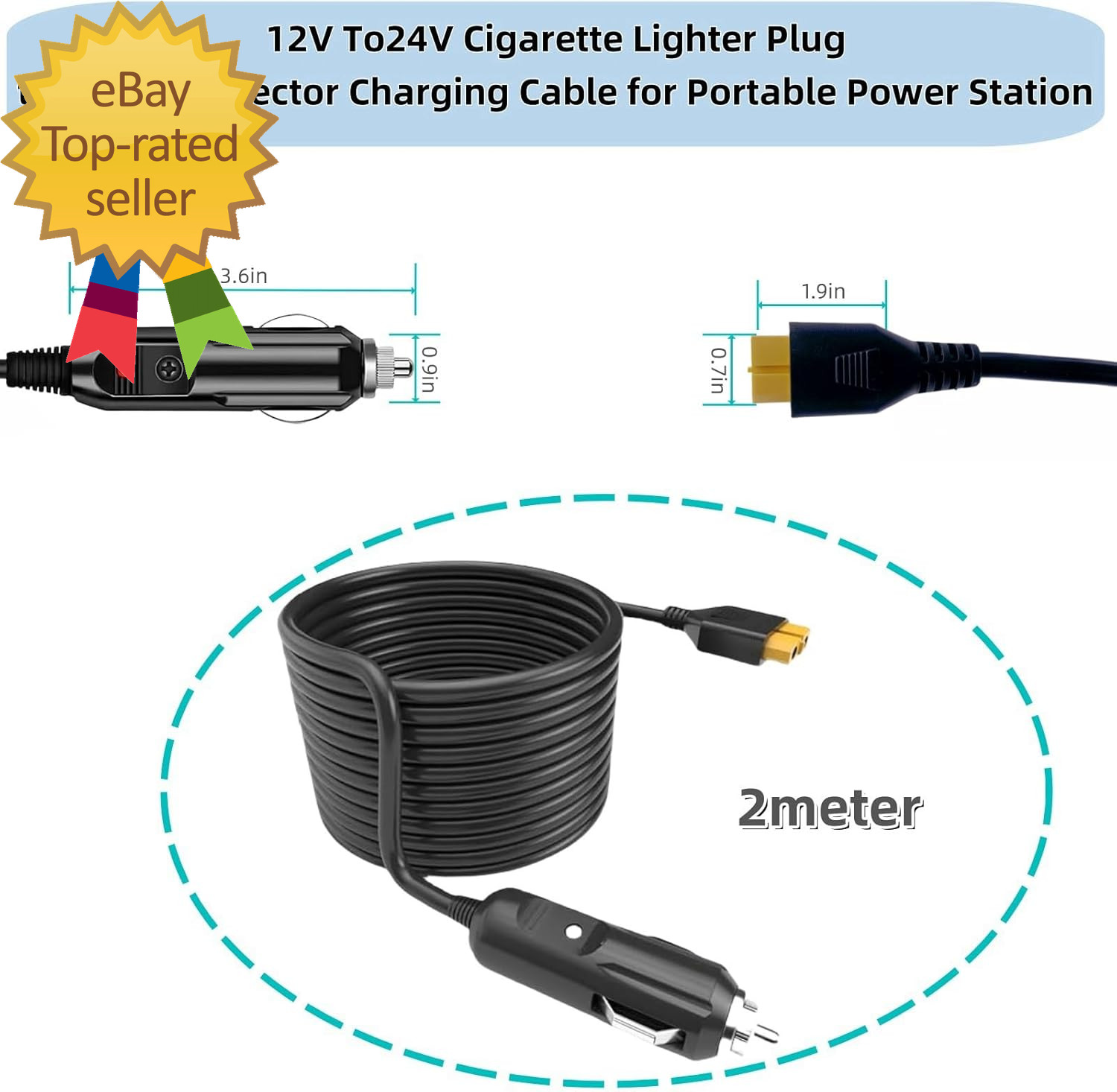 6.8FT Portable12V/24V Car Charger Suitable Compatible Ecoflow Delta/River