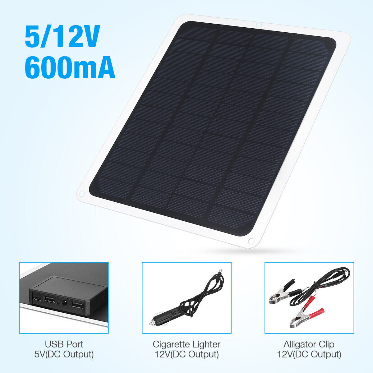 22W Solar Panel Trickle Charger Battery Charger Kit Maintainer Boat RV Car 12V