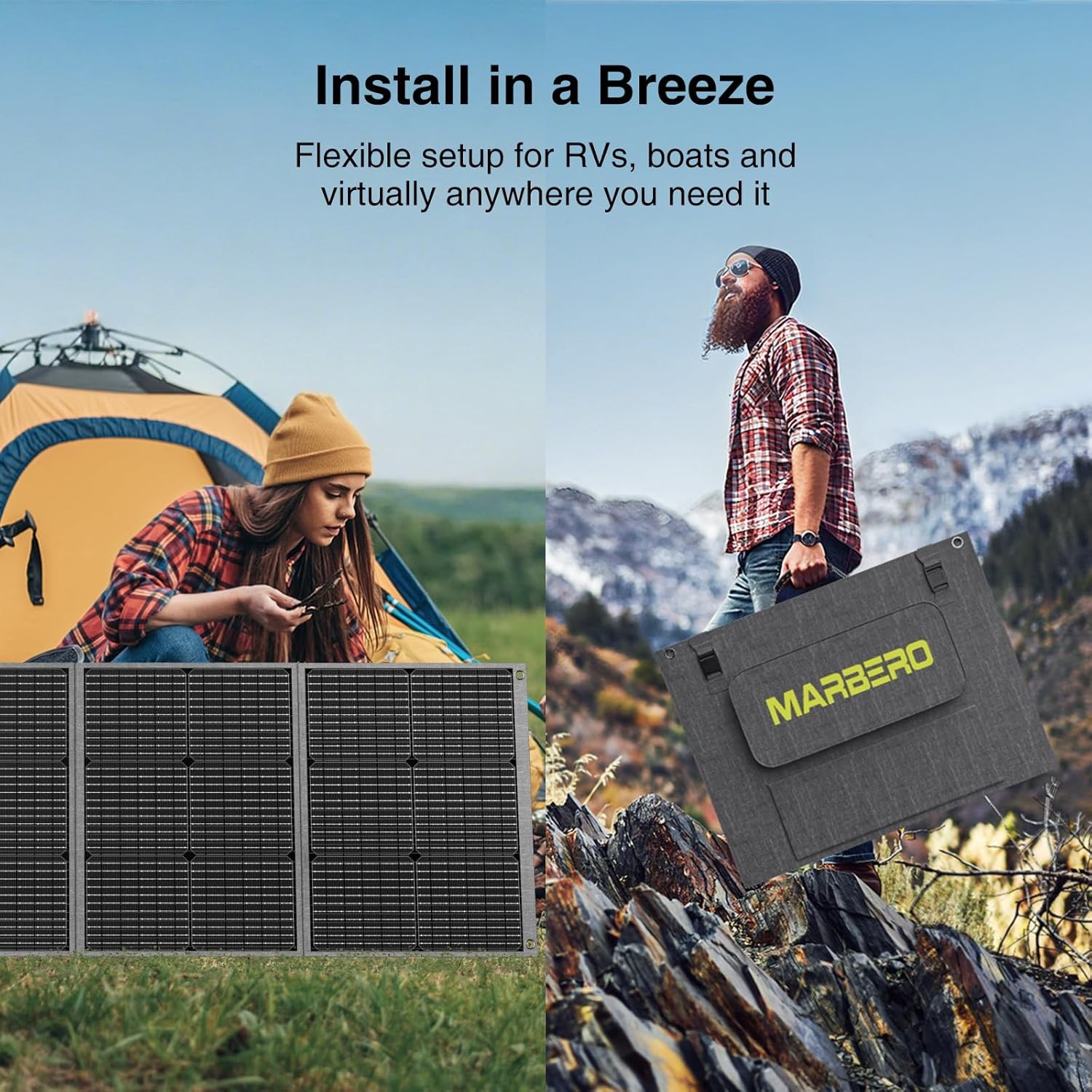 MARBERO 200W Portable Solar Panel Foldable IP68 for Power Station