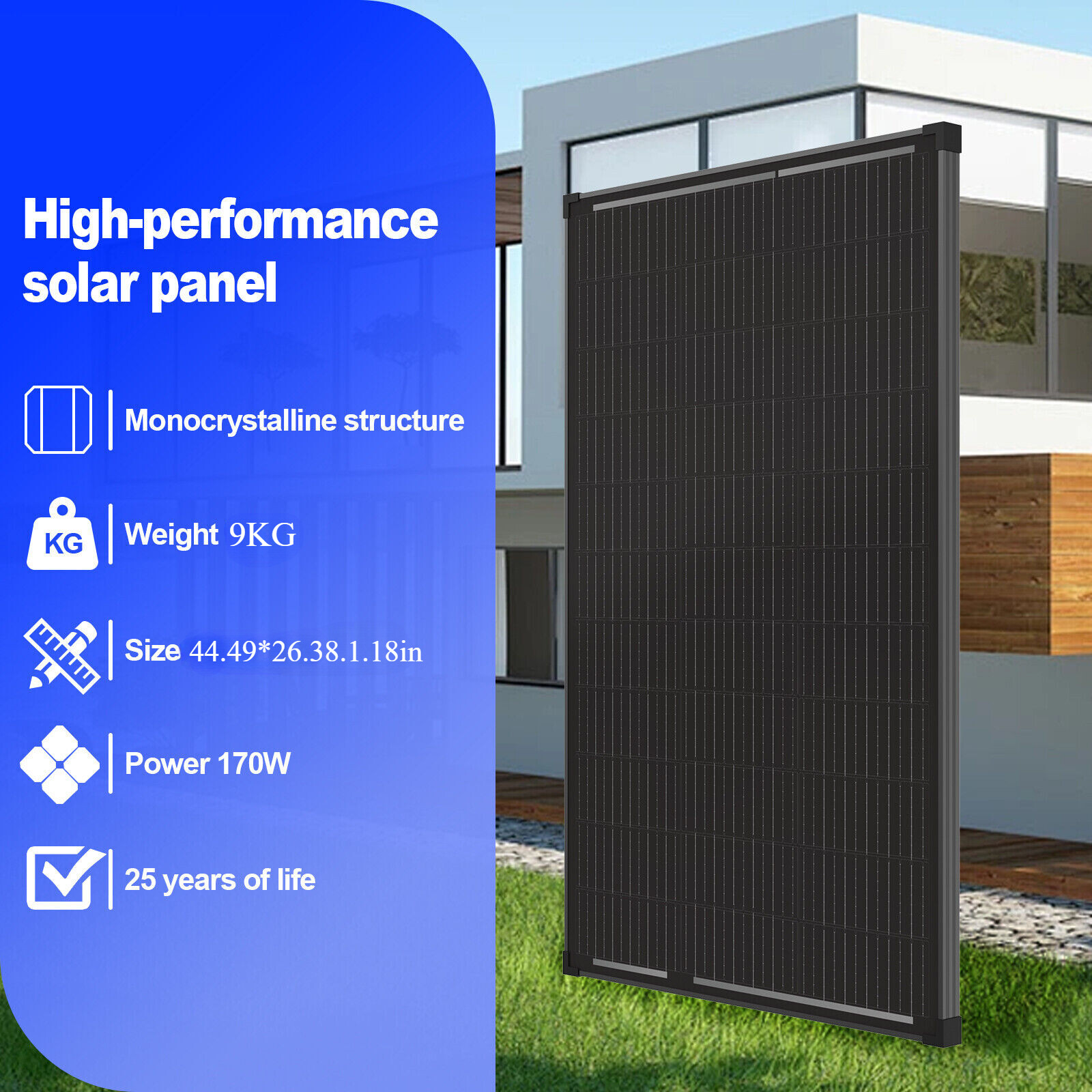 170W 200W Watt Mono Solar Panel 12V Battery Charging Home RV Off-Grid Boat Power