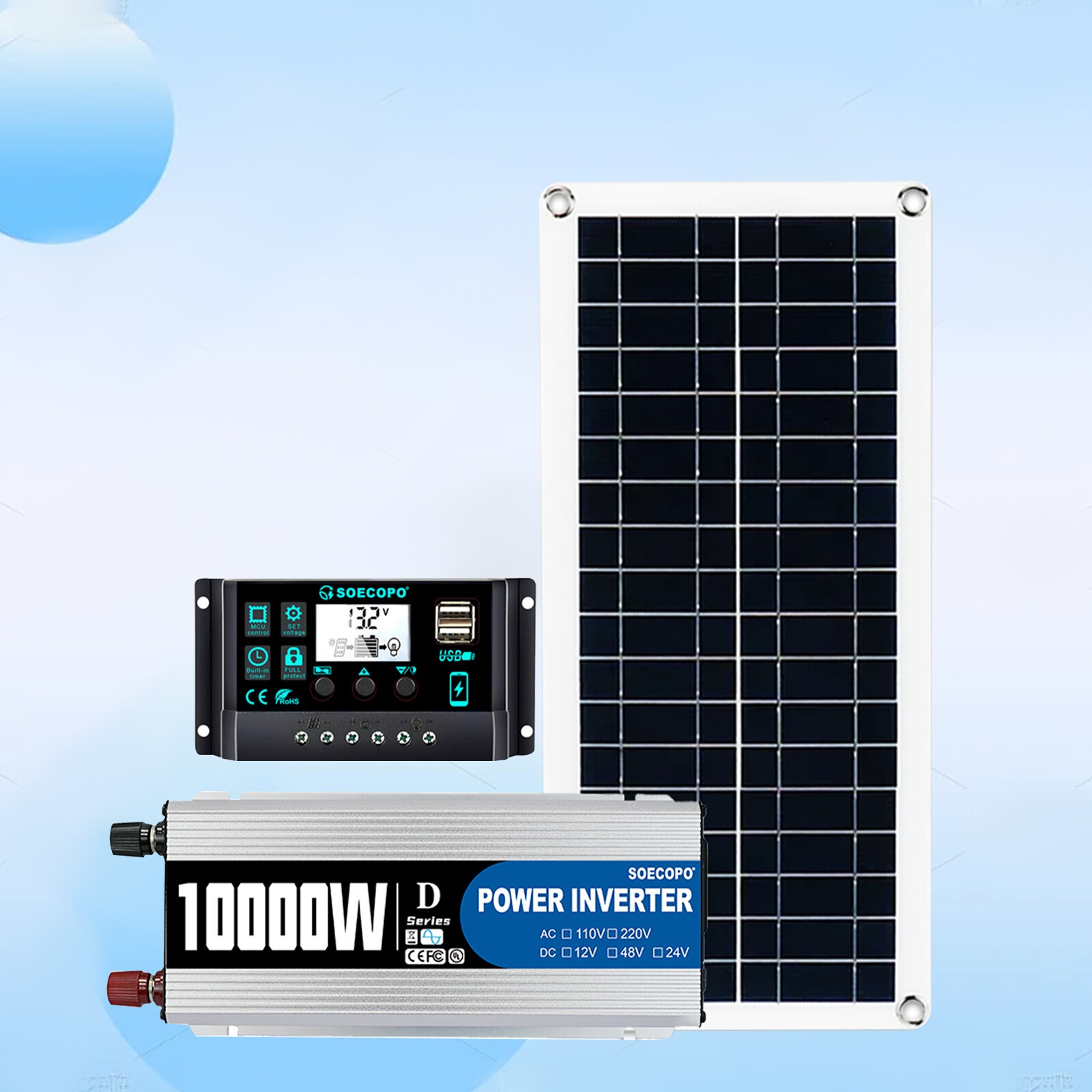 10000W Power Inverter Solar Generator W/200W Solar Panel Home Complete Kits US