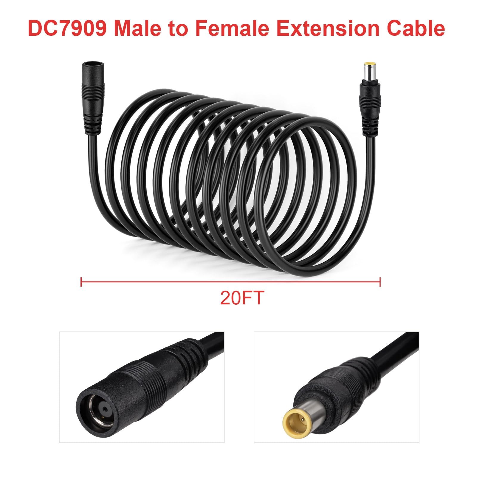 DC Power Extension Cable, 14AWG 20FT 8mm Male to Female Extension Cord with S…