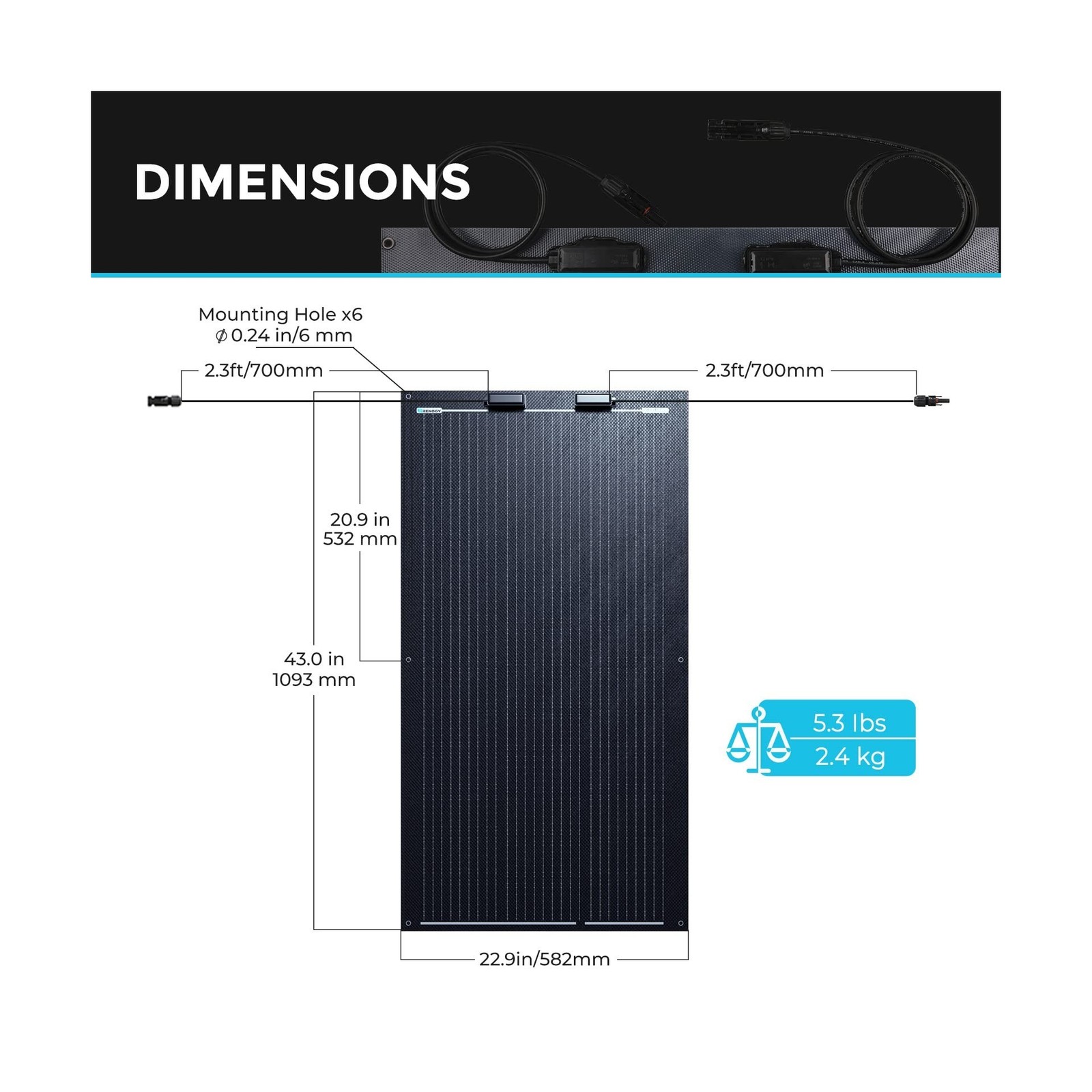 Renogy 100W Solar Panel 12V, Flexible Solar Panel 100 Watt 22% High-Efficienc…